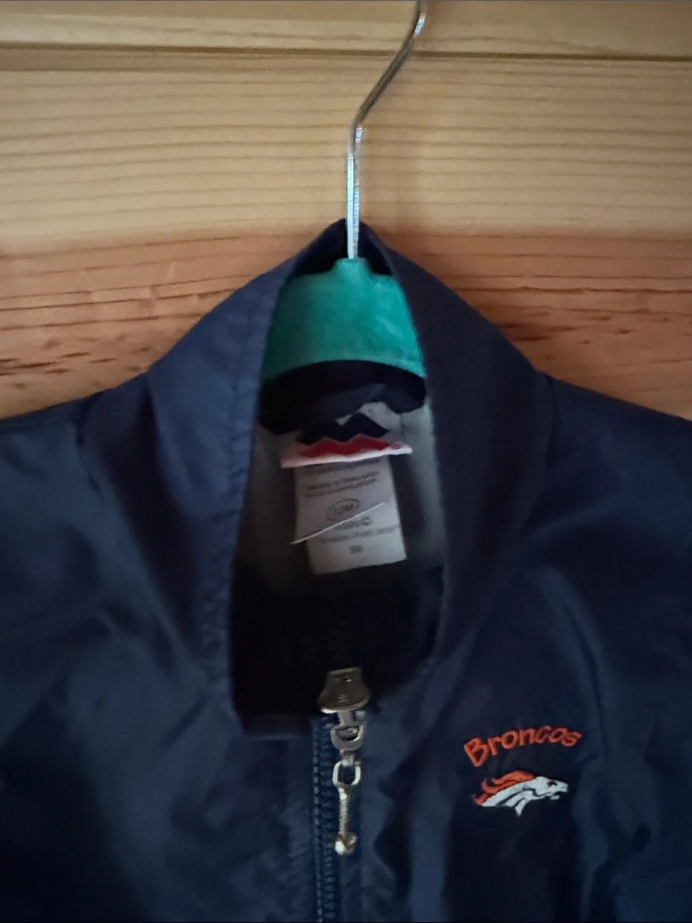STARTER Navy Blue Kids Rain Jacket with Broncos Team Patch